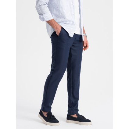 Pánské klasické chino kalhoty SLIM FIT - V1 - ESPIR (Velikost S, Barva Tmavě modrá)
