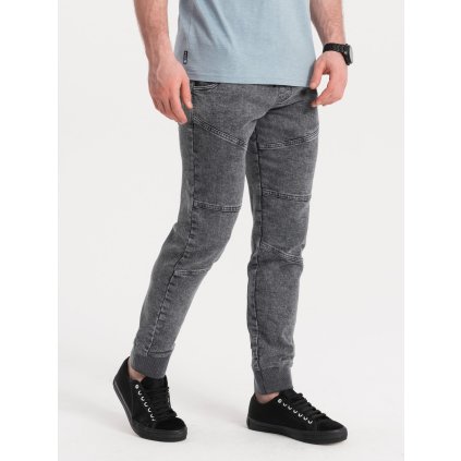 Pánské mramorované kalhoty JOGGERS s prošíváním V3 - ESPIR (Velikost S, Barva Modrá)