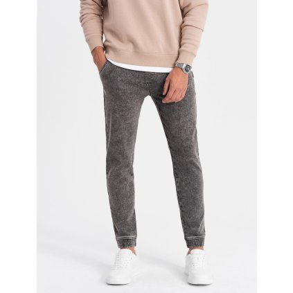 Pánské mramorované džínové kalhoty JOGGERS V3 OM-PADJ-0133 (Velikost S, Barva Šedá)
