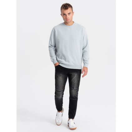 Pánské mramorované kalhoty JOGGERS s třenými okraji - V2 - ESPIR (Velikost S, Barva Černá)