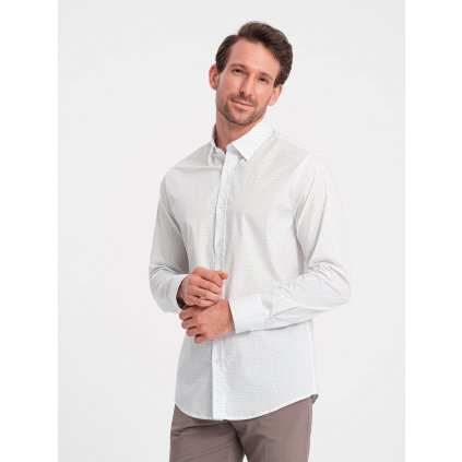 Pánská bavlněná košile mikro vzor REGULAR FIT - V1 - ESPIR