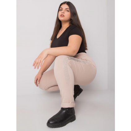 Dámské teplákové kalhoty RV-DR-6897.53 (Velikost 2XL, Barva Béžová)
