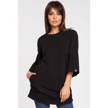 Hladká, elegantní tunika B015 (Velikost S, Barva Černá)