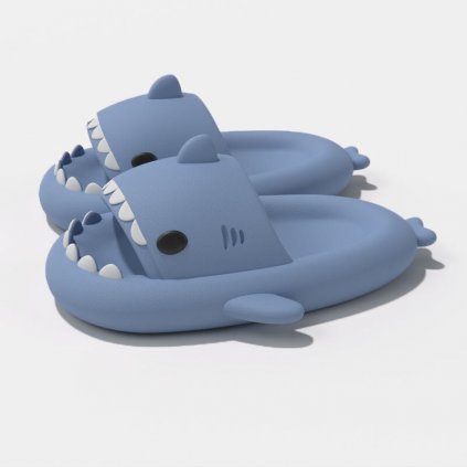 Vtipné unisex dětské pantofle žralok - MODRÉ 20 CM