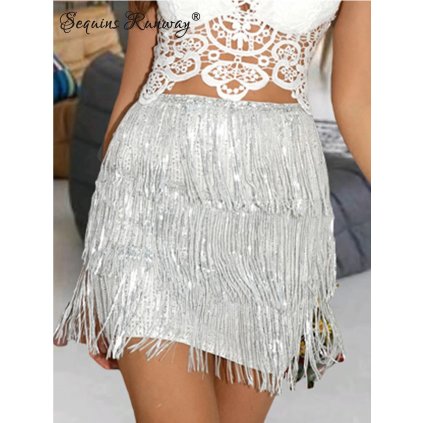 Sexy krátké šaty Sequins SQ669 (Barva Stříbrná, Velikost XS)