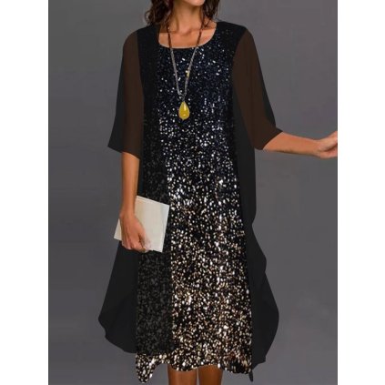 Večerní set 2v1 šaty a šifonový kardigan - L/5XL