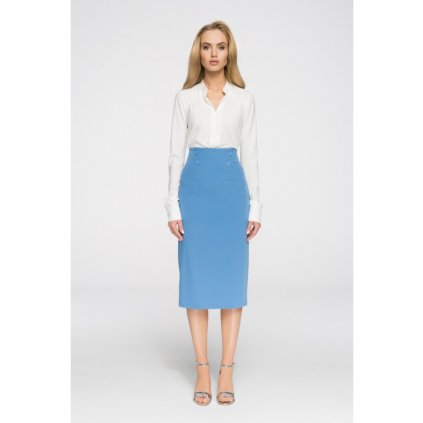 Elegantní midi tužková sukně S065 (Velikost S, Barva Nebeská)
