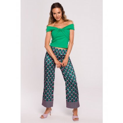 Dámské kalhoty Culottes s potiskem M677 (Velikost S, Barva Modrá)