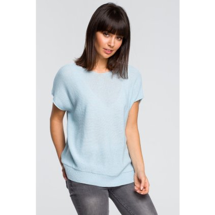 Sweter z dekoltem na plecach BK021 (Velikost ONE SIZE, Barva Světle modrá)