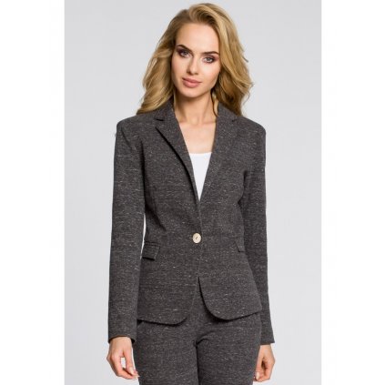 Dámské bavlněné sako v elegantním stylu M197 (Velikost S, Barva Grafitová)