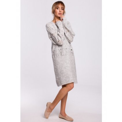 Prolamovaný kardigan bez zapínání M514 (Velikost ONE SIZE, Barva Šedá)