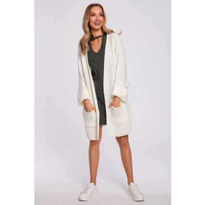 Kardigan s rolovanými rukávy M597 (Velikost ONE SIZE, Barva Smetanová)