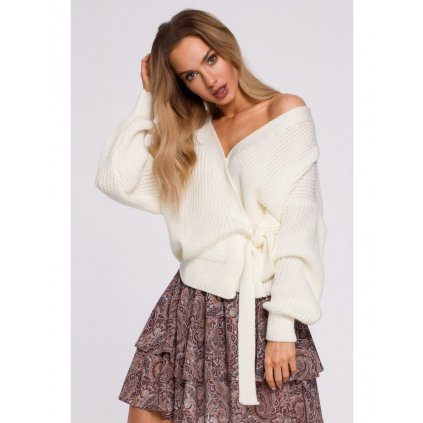 Kardigan s kravatou M598 (Velikost ONE SIZE, Barva Smetanová)