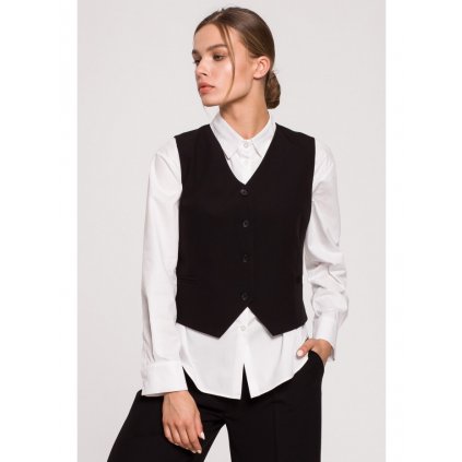 Elegantní dámská vesta S282 (Velikost S, Barva Černá)