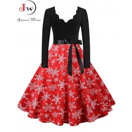Áčkové retro šaty s potiskem JW895 (Barva (varianta) 1796-006, Velikost S)