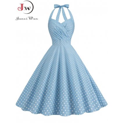 Áčkové pin-up retro šaty s potiskem JW907 (Barva (varianta) Red dot, Velikost S)