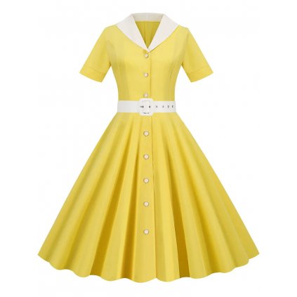 Retro šaty s potiskem pin-up JW934 (Barva (varianta) pettiskirt white, Velikost S)
