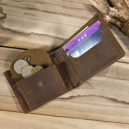 Pánská peněženka Crazy Horse kůže vintage styl (Barva (varianta) Design1 hnědá)
