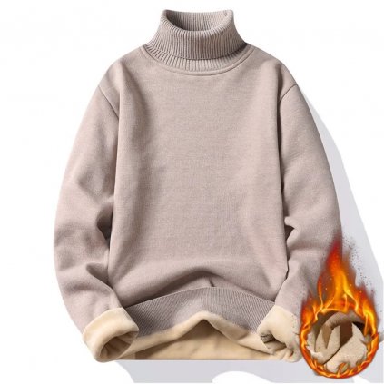 Zateplený rolák s plyšem uvnitř (Barva Kávová, Velikost XL)