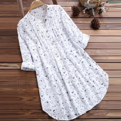 Květované košilové šaty s knoflíky (Barva Zelená, Velikost 2XL)
