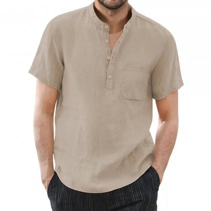 Letní pánská košile z prodyšného materiálu s knoflíky