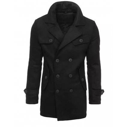 Pánský teplý kabát na knoflíky s náprsními kapsami CX0432