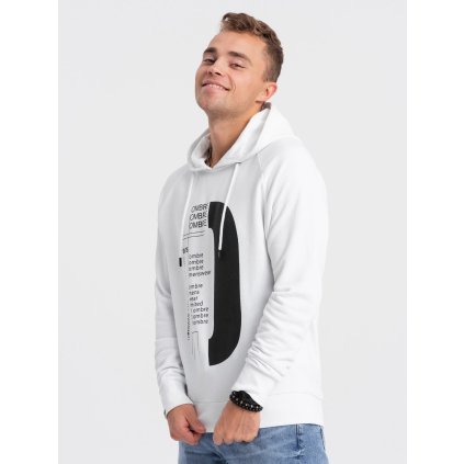 Pánská mikina HOODIE s potiskem - V1 - ESPIR (Velikost S, Barva Bílá)