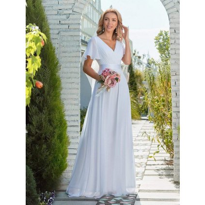 Minimalistické šifonové svatební šaty se saténovým páskem