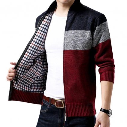 Pánský cardigan na zip (Barva Světle šedá, Velikost XS)