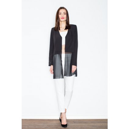 Elegantní bunda z kombinovaných materiálů M441 (Barva Černá, Velikost M)