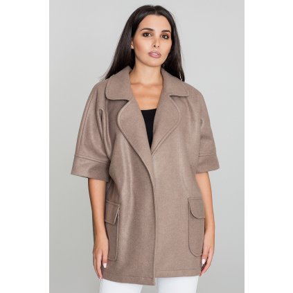 Ležérní kimono kabát s krásnými M587 (Barva Hnědá, Velikost ONE SIZE)