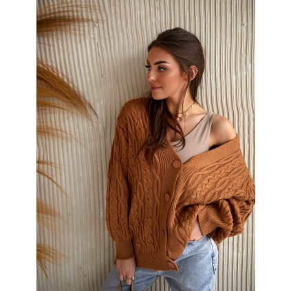 Oversized cardigan s kabelem