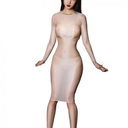 Průhledné erotické šaty s dlouhými rukávy (Barva Černá, Velikost ONE SIZE)
