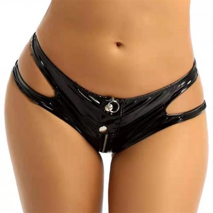 Latexové kalhotky s průstřihy (Barva (varianta) Černá, Velikost S)