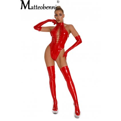 Latexový set body rukavice a punčochy (Barva (varianta) černá pouze body, Velikost M)
