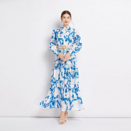 Květované šaty s kontrastními detaily - XL