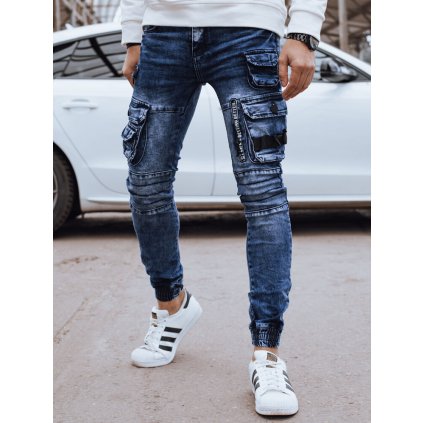 Pánské riflové kalhoty džíny s nakládanými kapsami  UX4327