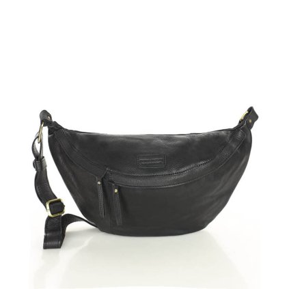 Velká kožená crossbody kabelka do půlměsíce (Barva Černá)