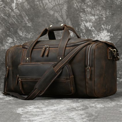 Velká cestovní taška duffle bag sportovní pravá kůže