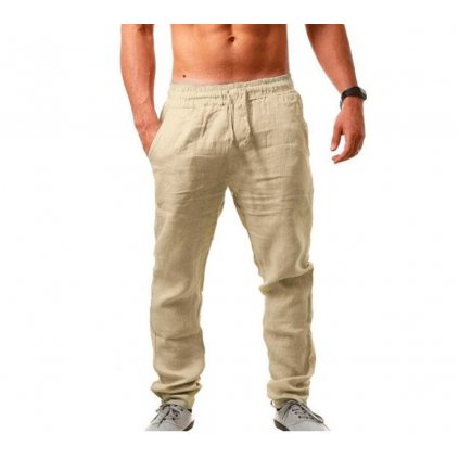 Lněné pánské kalhoty letní - 3XL