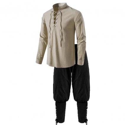 Pánský rytířský set 2v1 košile se šněrováním a kalhoty