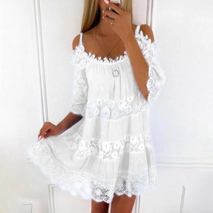 Letní boho šaty na ramínka s nášivkami (Barva Černá, Velikost 2XL)