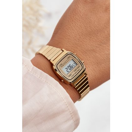 Dámské retro digitální hodinky na náramku Ernest E54101 Zlatý