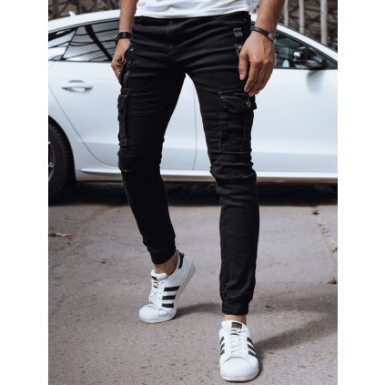 Pánské riflové kalhoty džíny s nakládanými kapsami  UX4357