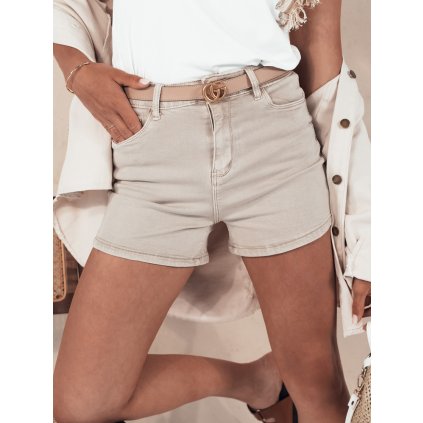 Dámské džínové šortky GLAMWEAR SY0343 (Velikost S, Barva Béžová)