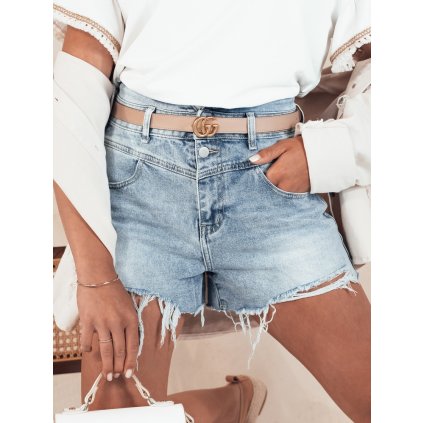 Dámské džínové šortky HOTSHORT SY0366 (Velikost S, Barva Nebeská)