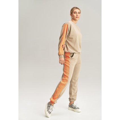 Tepláková souprava bez kapuce na zip M1020 (Barva Béžová, Velikost ONE SIZE)