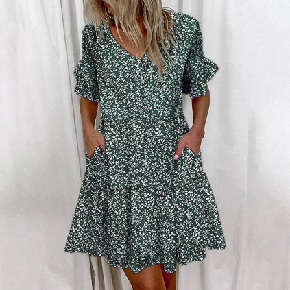 Áčkové šaty s potiskem na léto (Barva (varianta) C, Velikost 2XL)