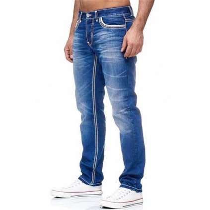 Stylové pánské džíny s přetíráním (Barva Černá, Velikost 2XL)