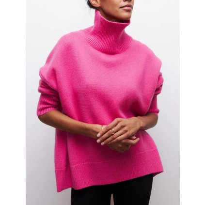 Oversize rolák pro dámy (Barva Fuchsiová, Velikost M)
